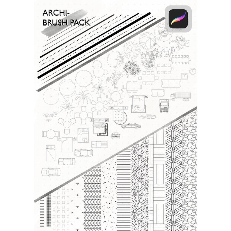 ProcreateFULL SET of Architecture Brush/Hatch/Block Pack - Procreate Brushes