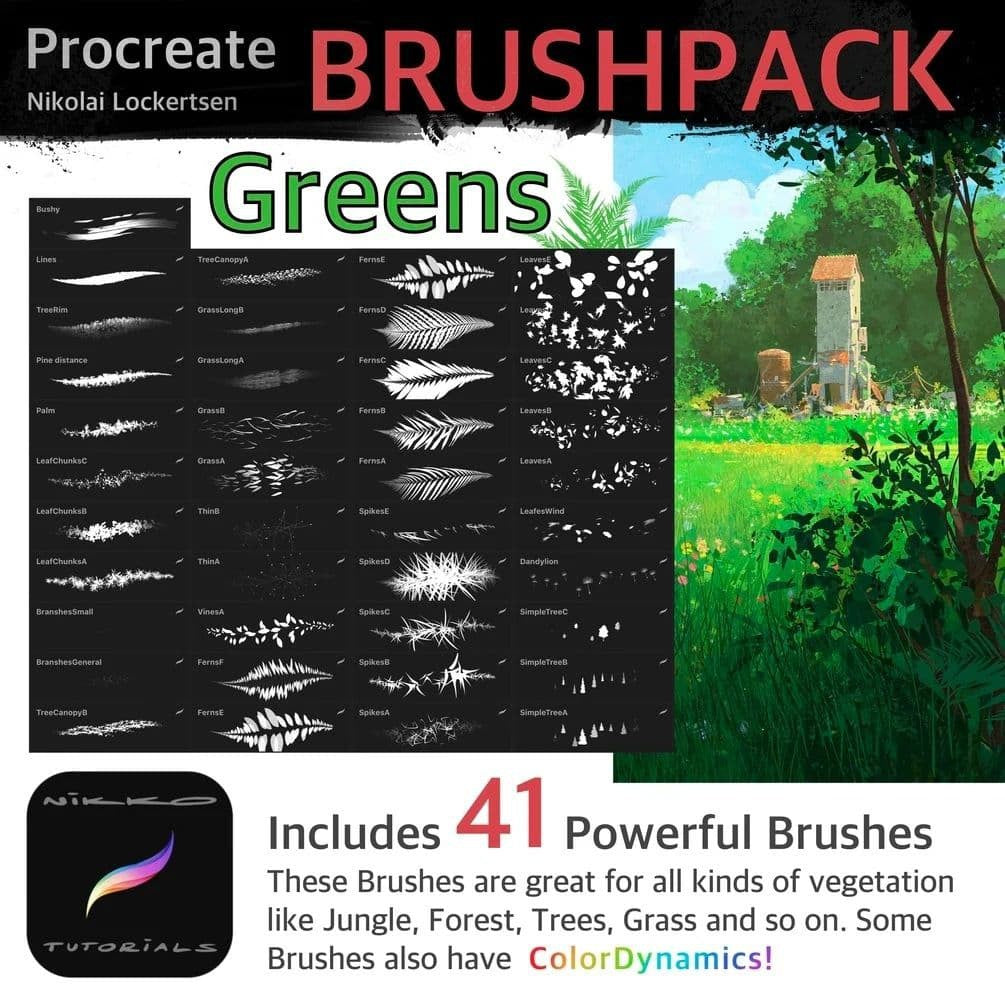 Procreate Greens- Procreate Brushes