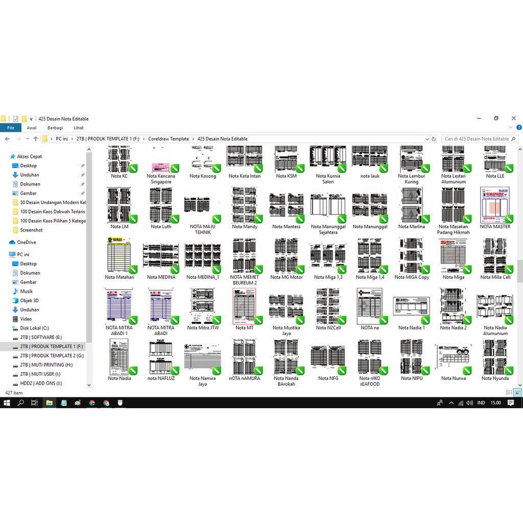 ID16004 - 425 Nota Faktur Kwitansi | Koleksi Template CorelDRAW Eksklusif untuk Membuat Dokumen Profesional dan Kreatif