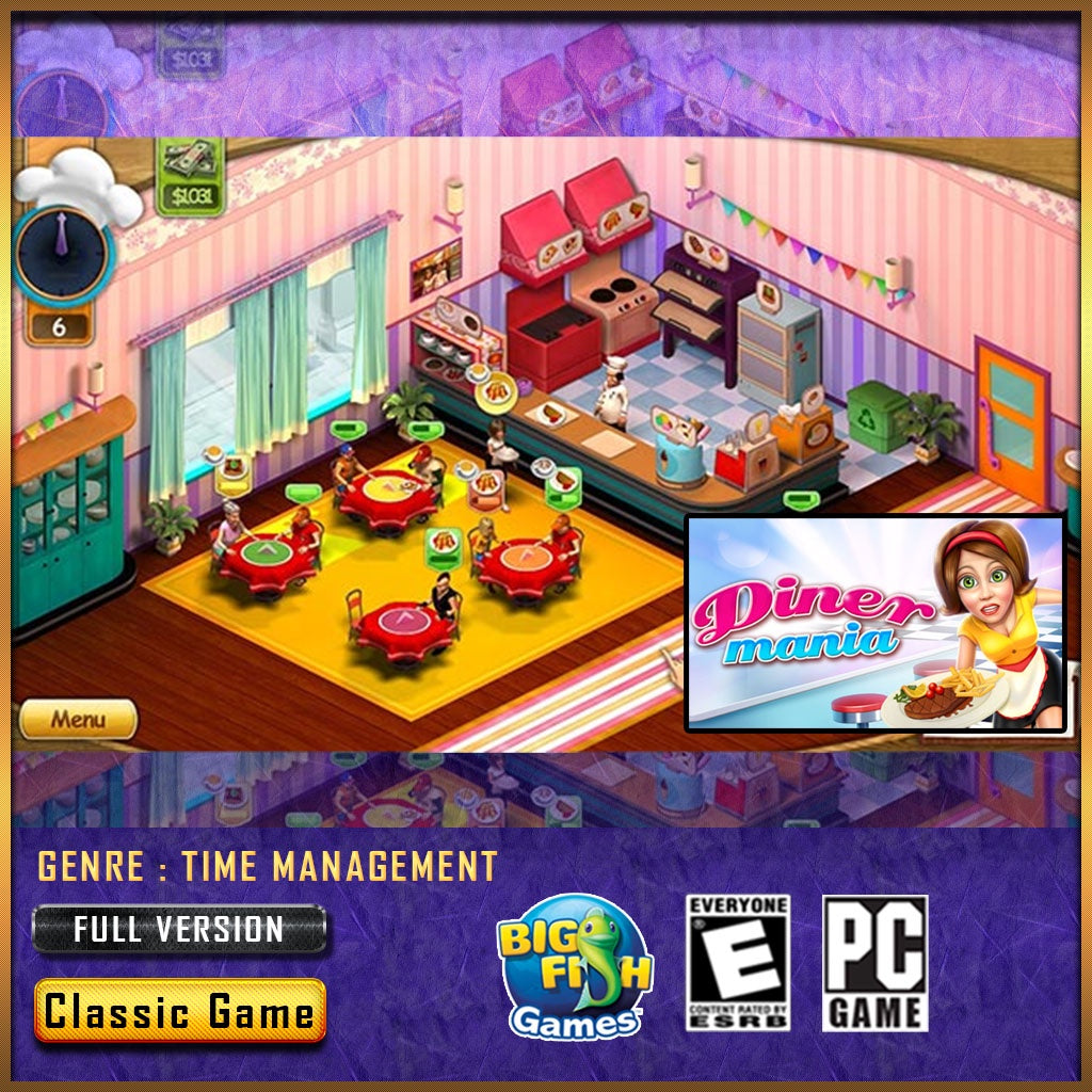 DinerMania [PC GAME][ DIGITAL DOWNLOAD][ CLASSIC PC GAMES ][ NOSTALGIA GAMES ][Time Management]