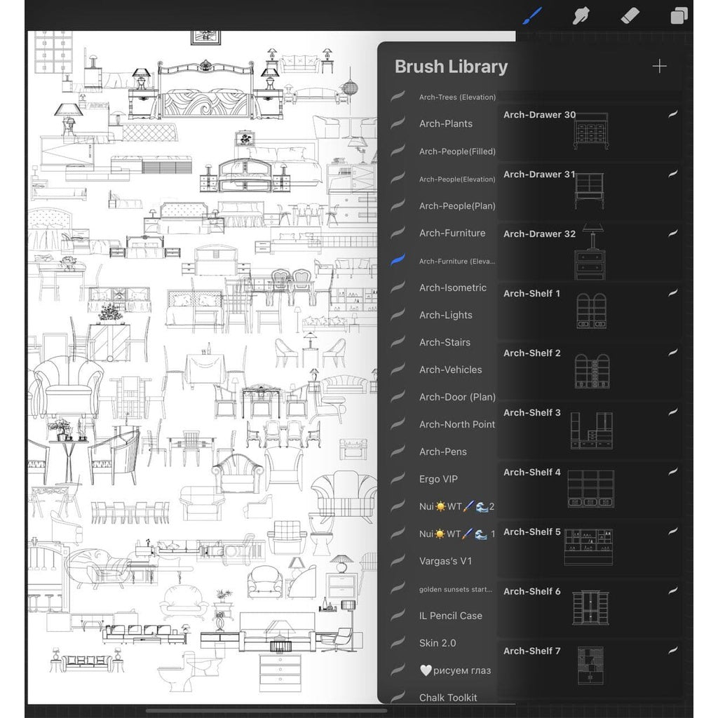 Procreate@@@ Procreate Architecture Brush/Hatch/Block Pack - Procreate Brushes