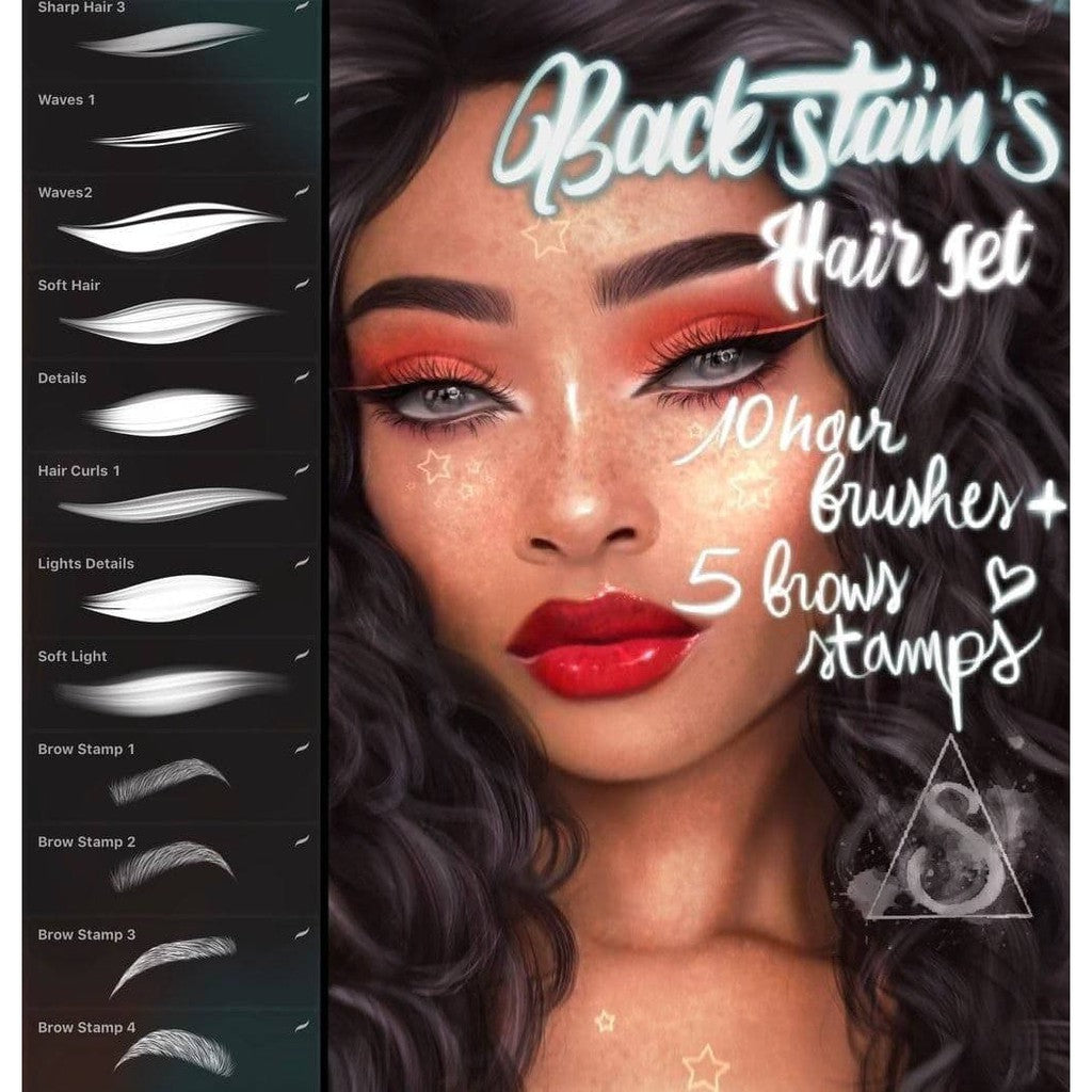 Procreate Hair_Set_Backstain- Procreate Brushes