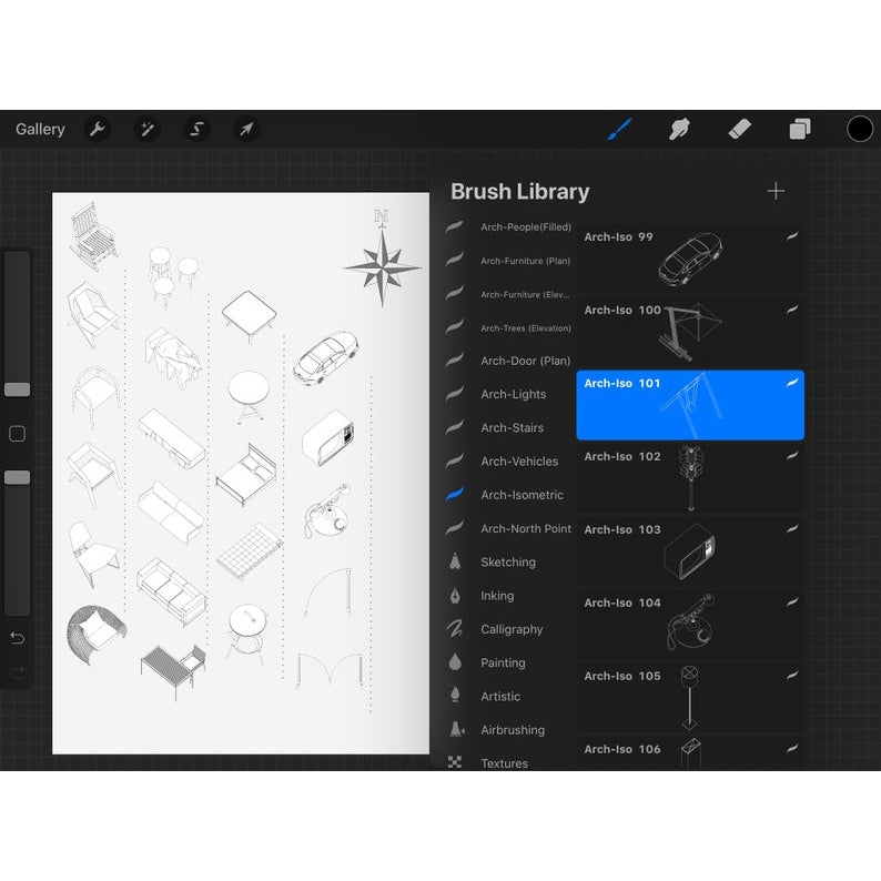 ProcreateFULL SET of Architecture Brush/Hatch/Block Pack - Procreate Brushes