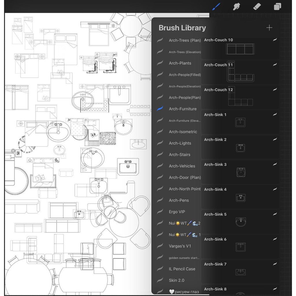 Procreate@@@ Procreate Architecture Brush/Hatch/Block Pack - Procreate Brushes