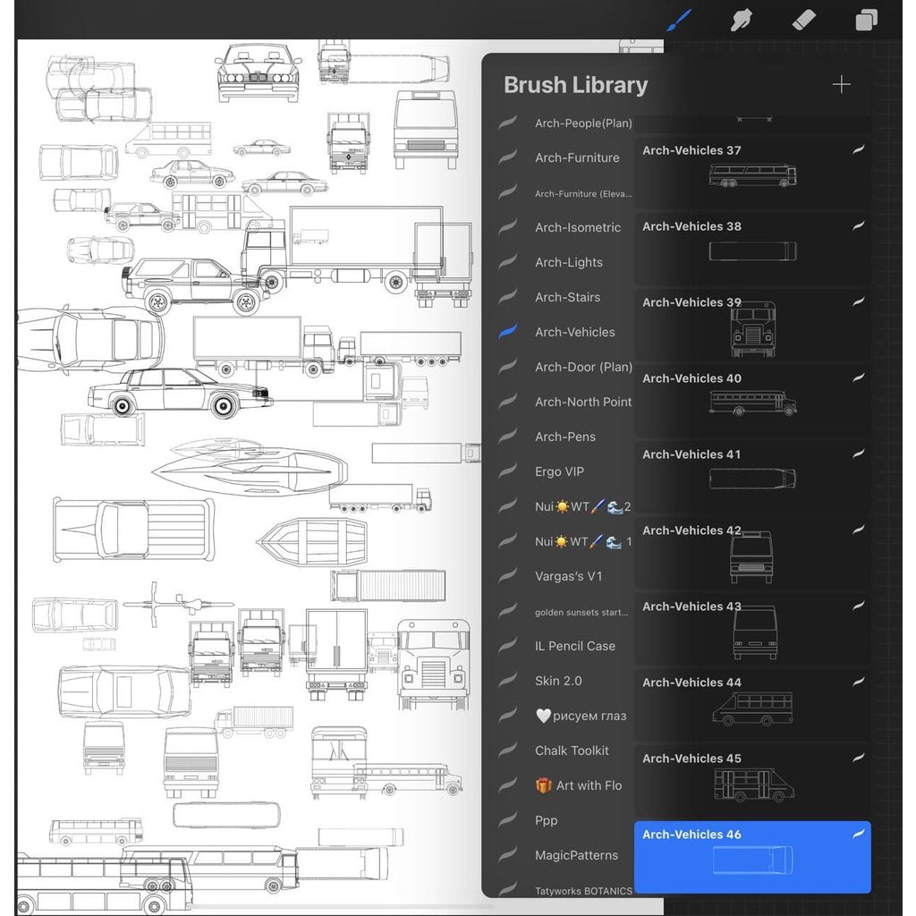Procreate@@@ Procreate Architecture Brush/Hatch/Block Pack - Procreate Brushes