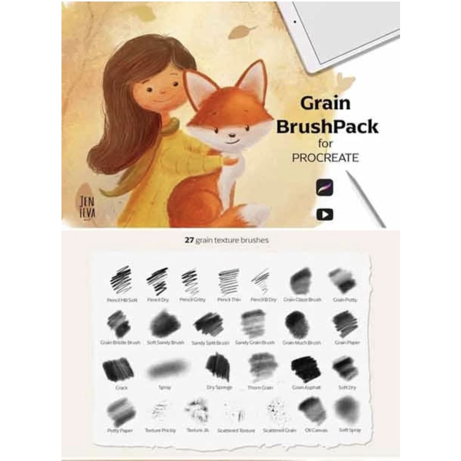 ProcreateJA_Grain_BrushPack- Brushes