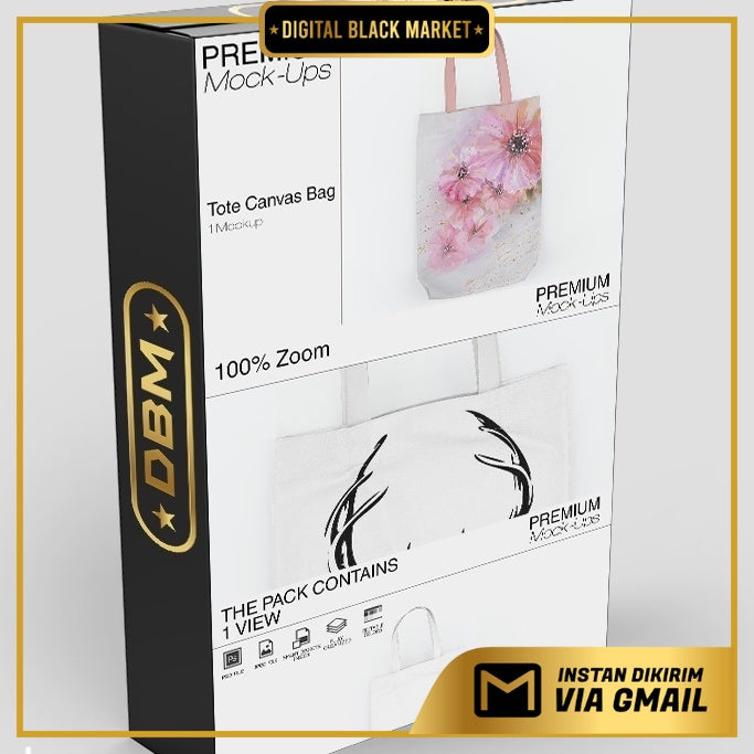 ID17617 - Tote Canvas Bag Mockup | Mockup Tas Kanvas Tote dengan Desain Realistis & Fleksibel untuk Presentasi Produk yang Profesional