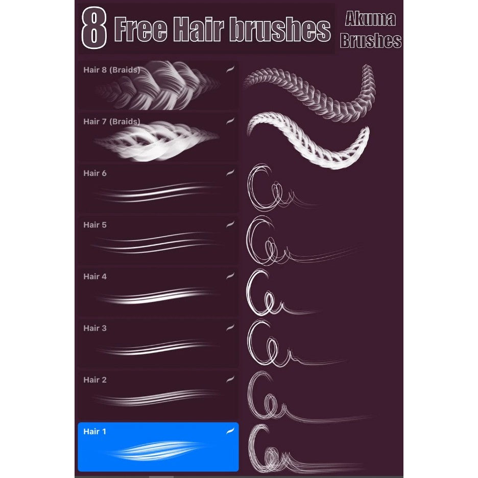 ProcreateHair_Set_Pt3- Procreate Brushes