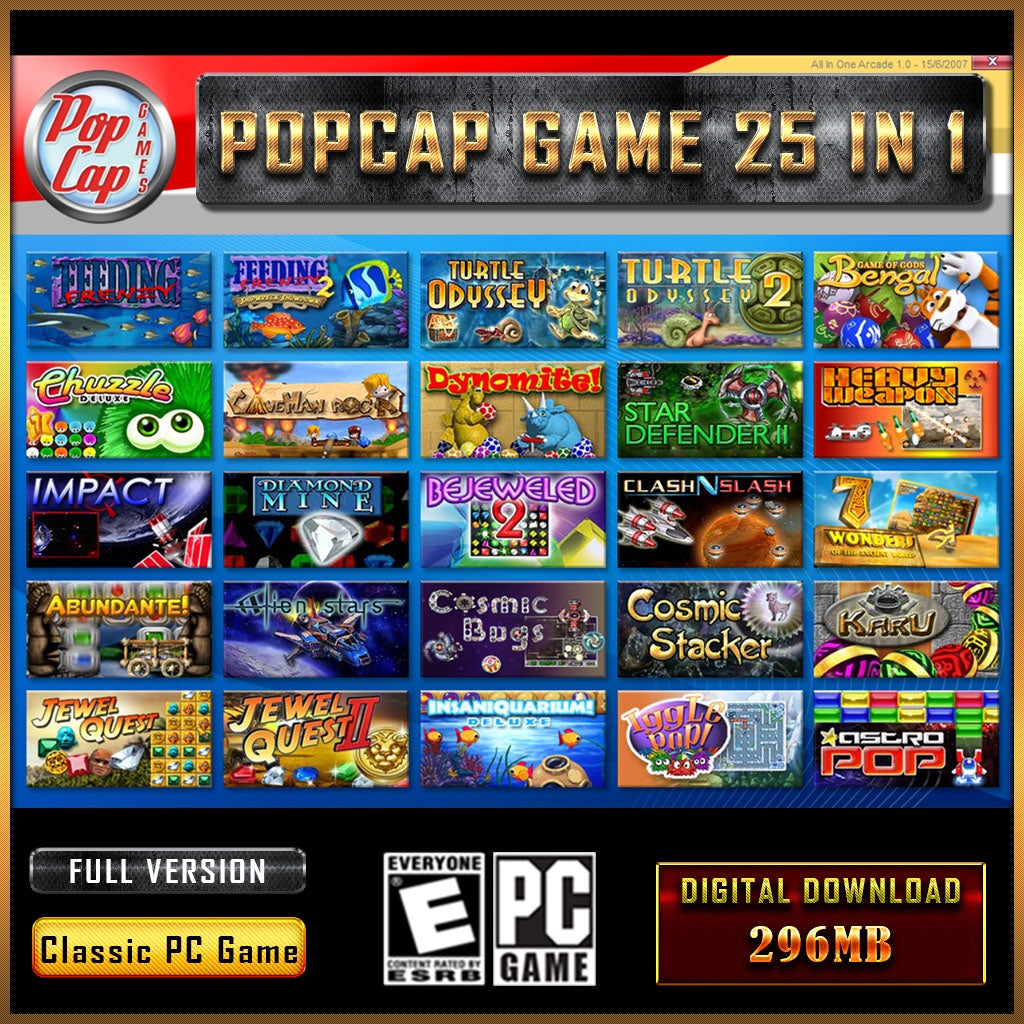 25 IN 1 POPCAP GAMES [PC GAME][ DIGITAL DOWNLOAD][ CLASSIC PC GAMES ][ NOSTALGIA GAMES ]Feeding Frenzy-Iggle Pop