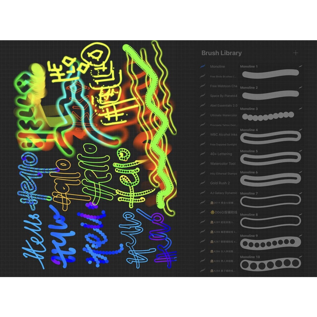 ProcreateMonoline-Lettering Brushes