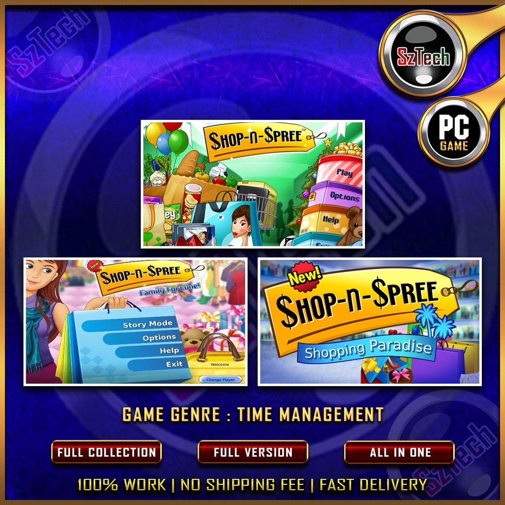 Shop-N-Spree 1-3 [PC GAME]  [ DIGITAL DOWNLOAD] Classic GamesTime ManagementNostalgia Game