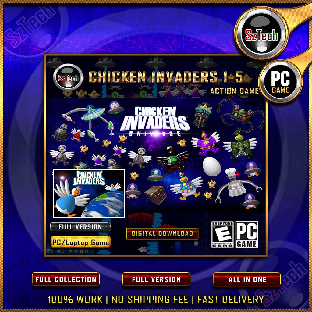 Chicken Invaders 1-5Action-Arcade Games for PCDigital DownloadCheap & Fast servicePC/Laptop Games