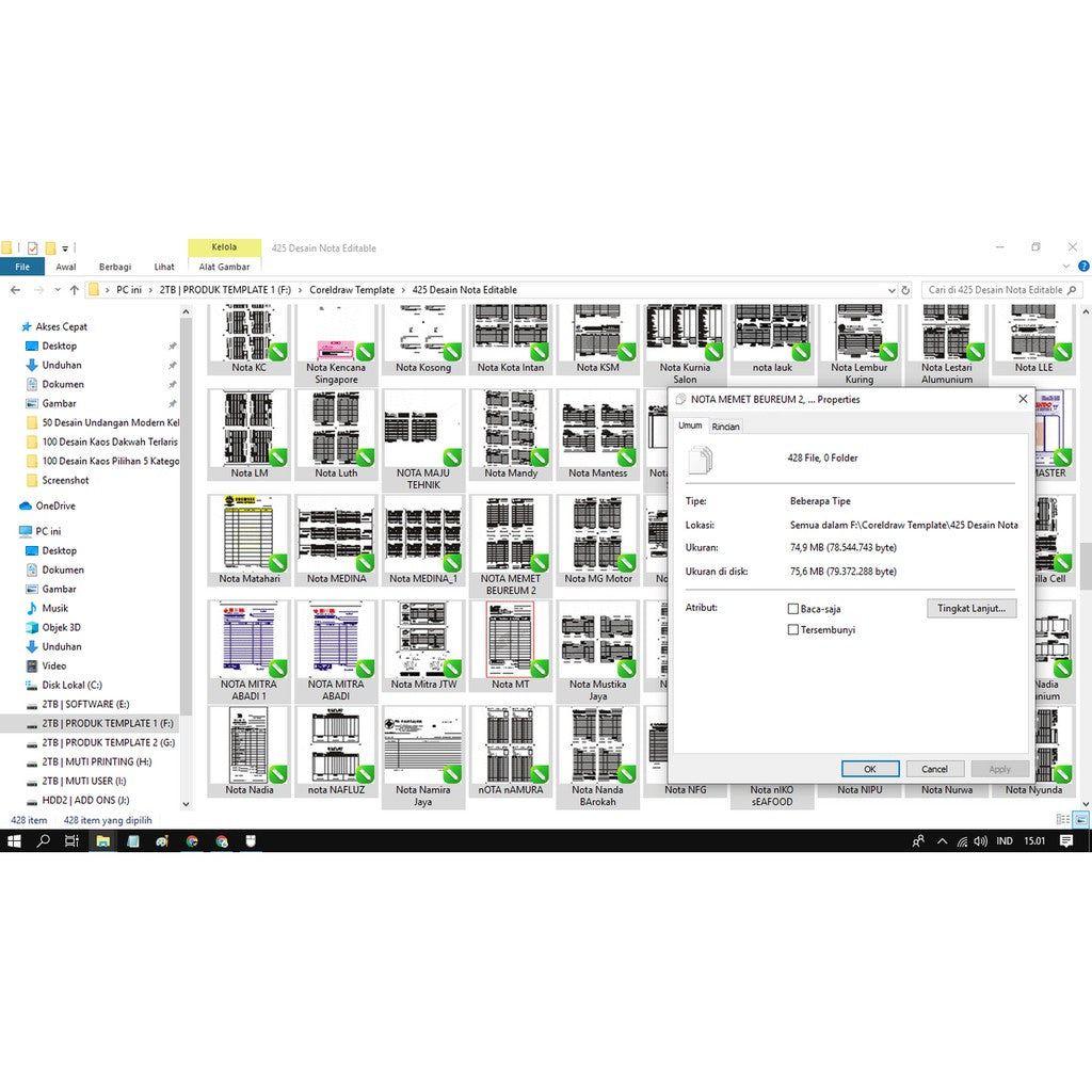 ID16004 - 425 Nota Faktur Kwitansi | Koleksi Template CorelDRAW Eksklusif untuk Membuat Dokumen Profesional dan Kreatif