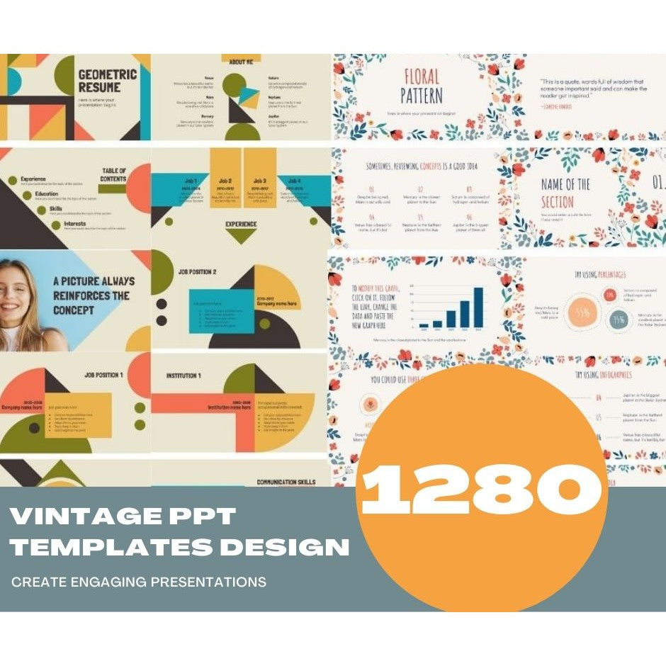 Premium Powerpoint Slides with 1280 Vintage Design Templates and Free 52,300 Animated Powerpoint Templates