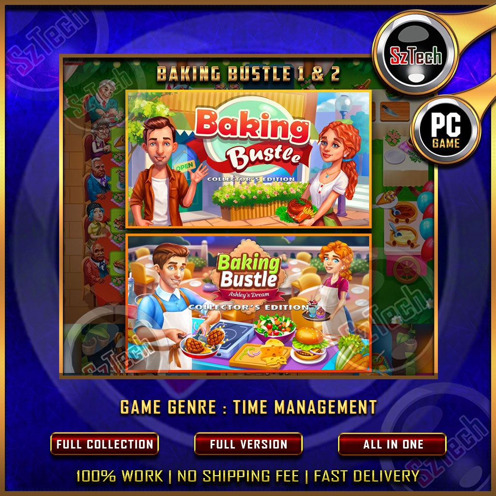 Baking Bustle 1 & 2 [PC GAME]  [ DIGITAL DOWNLOAD] Classic GamesTime ManagementNostalgia Game