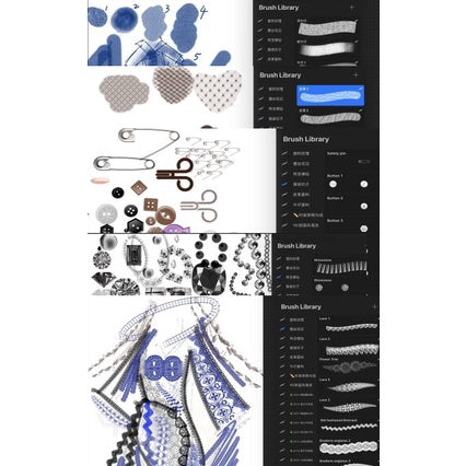 Procreate H108/25【服装  服饰  设计  珠宝】Clothing, apparel, design, jewelry - Procreate Brushes