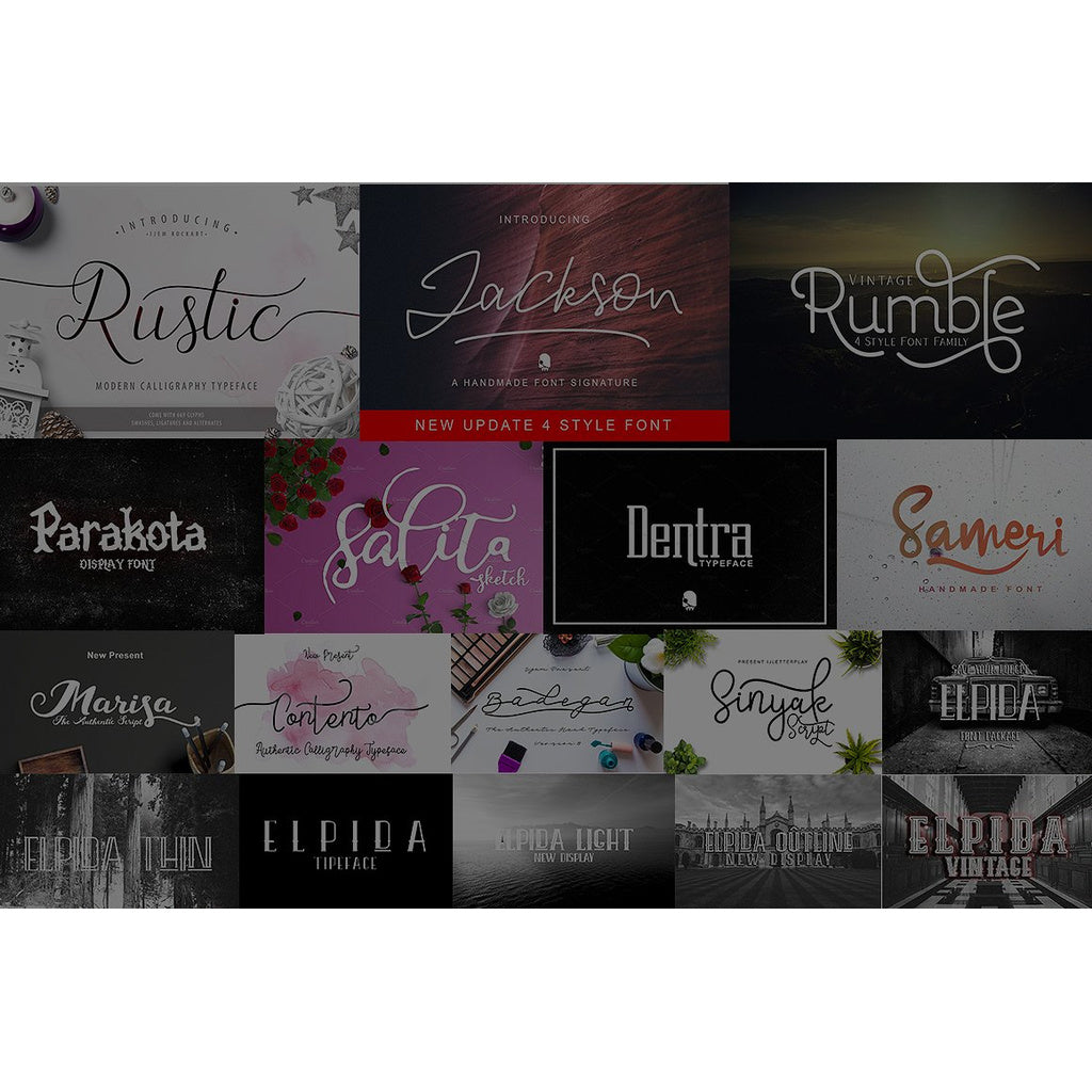 ID0612 - 52 Font Bundle Premium | Koleksi Font Eksklusif untuk Desain Kreatif & Profesional