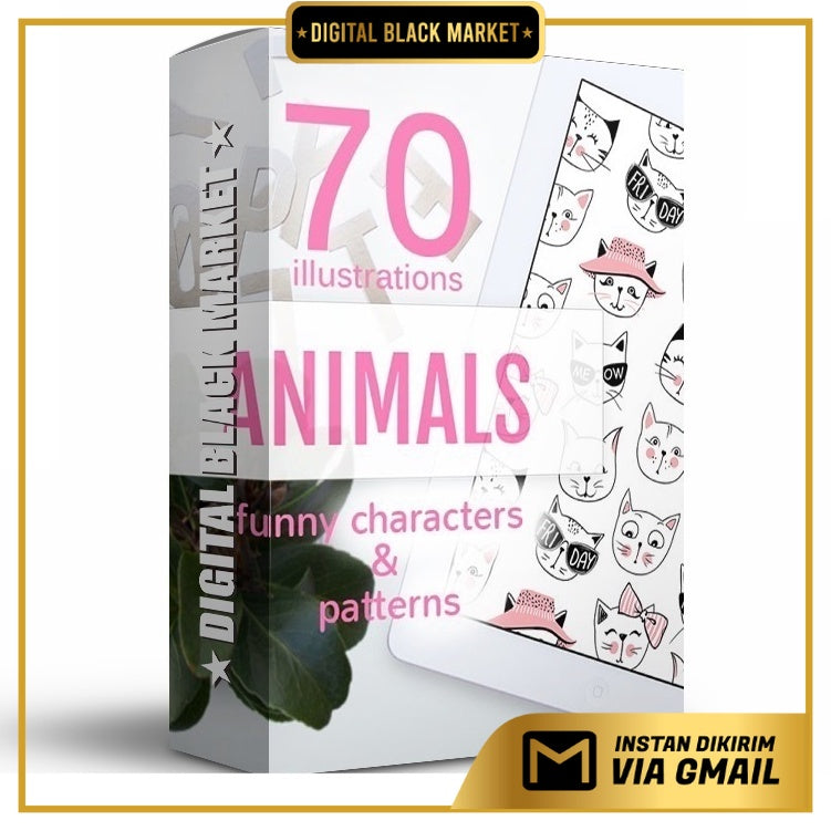 ID17314 - Funny Animals | Koleksi Ilustrasi Kucing, Beruang, & Rubah untuk Desain Kreatif