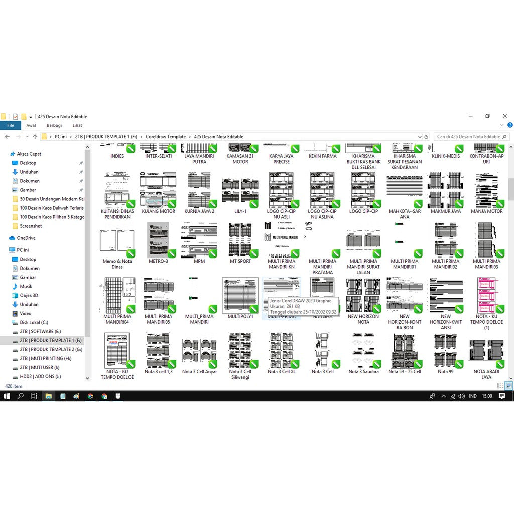ID16004 - 425 Nota Faktur Kwitansi | Koleksi Template CorelDRAW Eksklusif untuk Membuat Dokumen Profesional dan Kreatif