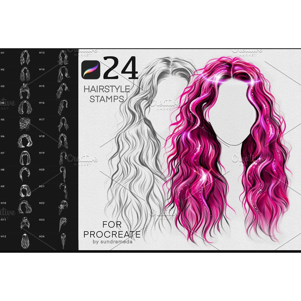 ProcreateHairstyle_sundrameda_II- Procreate Brushes