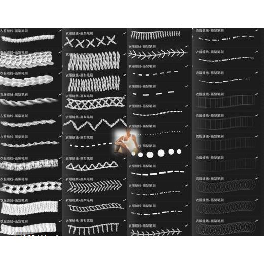 ps笔刷procreate笔刷素材HLA158 Clothes texture + stitching （衣服纹理+缝线）