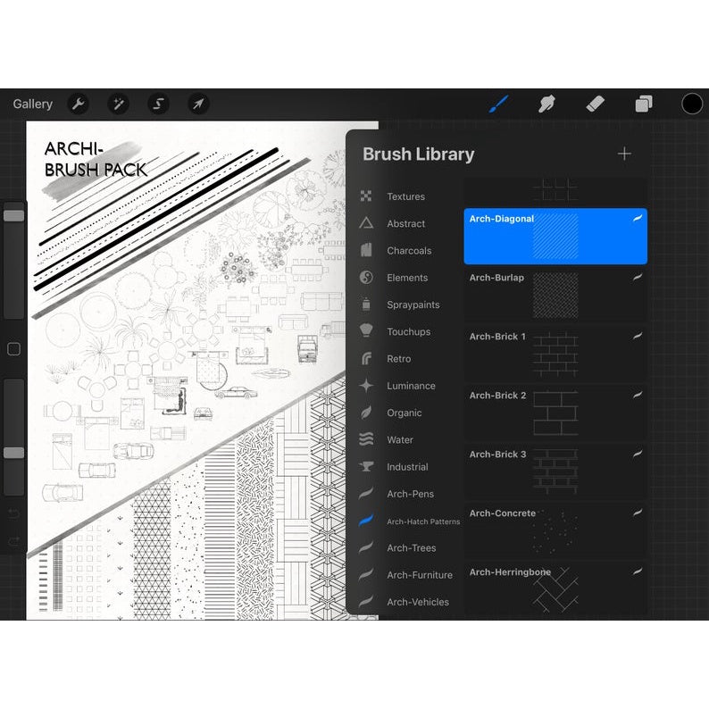 Procreate@@@ Procreate Architecture Brush/Hatch/Block Pack - Procreate Brushes