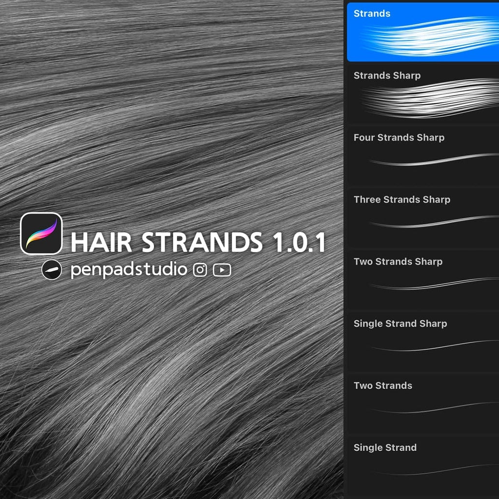 ProcreateHAIR STRANDS Procreate Brushes