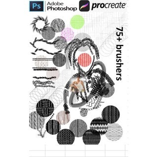 ps笔刷procreate笔刷素材HLA158 Clothes texture + stitching （衣服纹理+缝线）