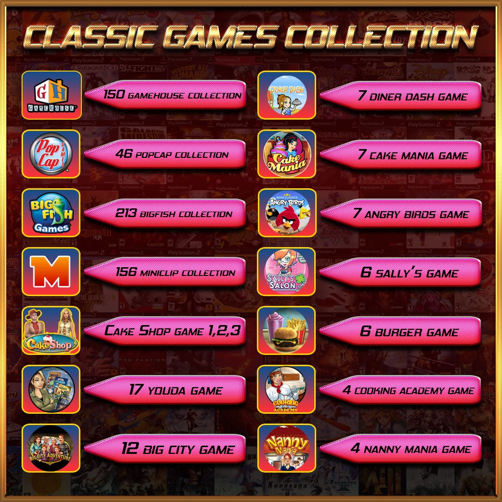 Classic PC Games CollectionGameHousePopCapBigFishNostalgia GamesFull VersionCheap & Fast DeliveryExtract & Play