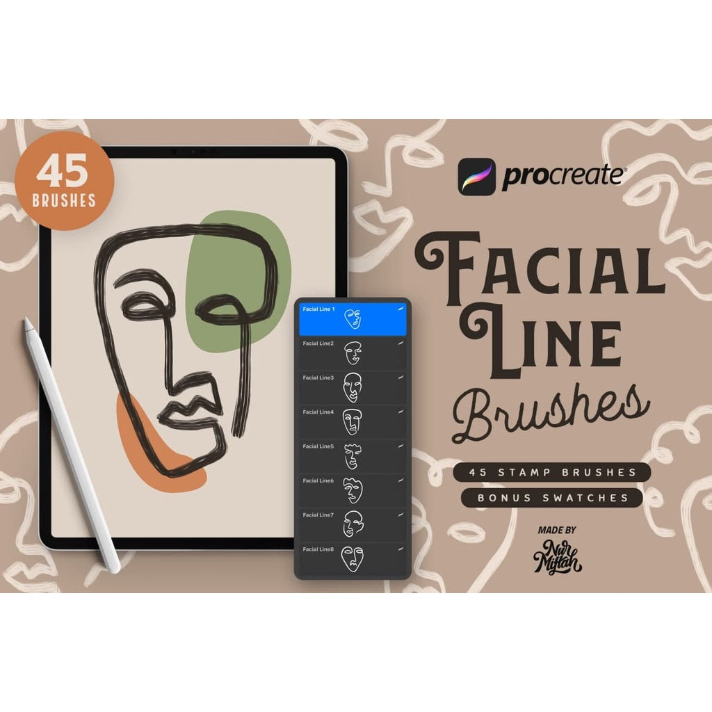 ProcreateFacial_Line- Procreate Brushes