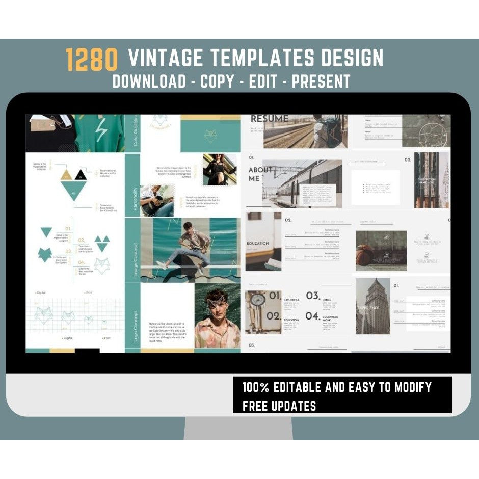 Premium Powerpoint Slides with 1280 Vintage Design Templates and Free 52,300 Animated Powerpoint Templates