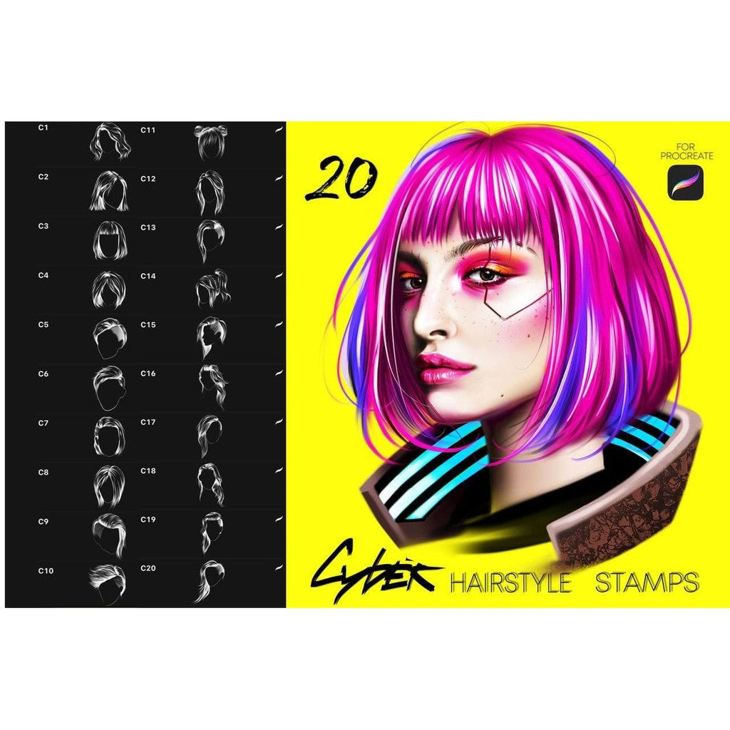 Procreate Cyber_Hairstyle_sundrameda_- Procreate Brushes