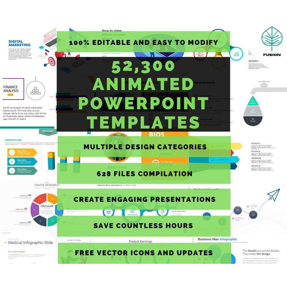 Animated Powerpoint Slides with 52300 Templates Compilation