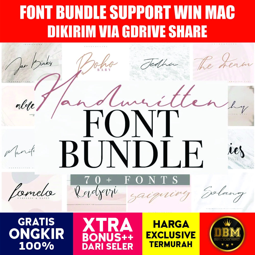 ID0620 - Handwritten Font Bundle | Koleksi Font Tulis Tangan Eksklusif untuk Desain Kreatif