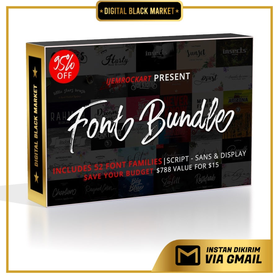 ID0612 - 52 Font Bundle Premium | Koleksi Font Eksklusif untuk Desain Kreatif & Profesional