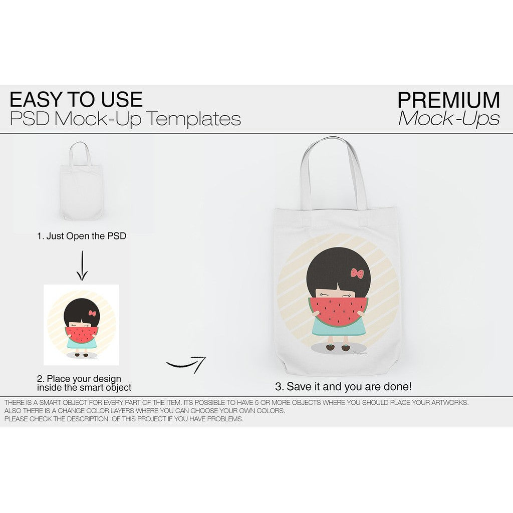 ID17617 - Tote Canvas Bag Mockup | Mockup Tas Kanvas Tote dengan Desain Realistis & Fleksibel untuk Presentasi Produk yang Profesional