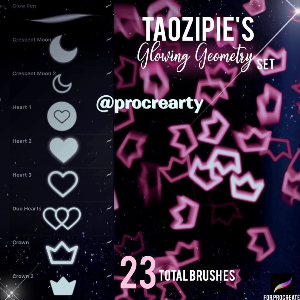 Procreate@procrearty - taozipie's_Glowing_Geomerty- Procreate Brushes