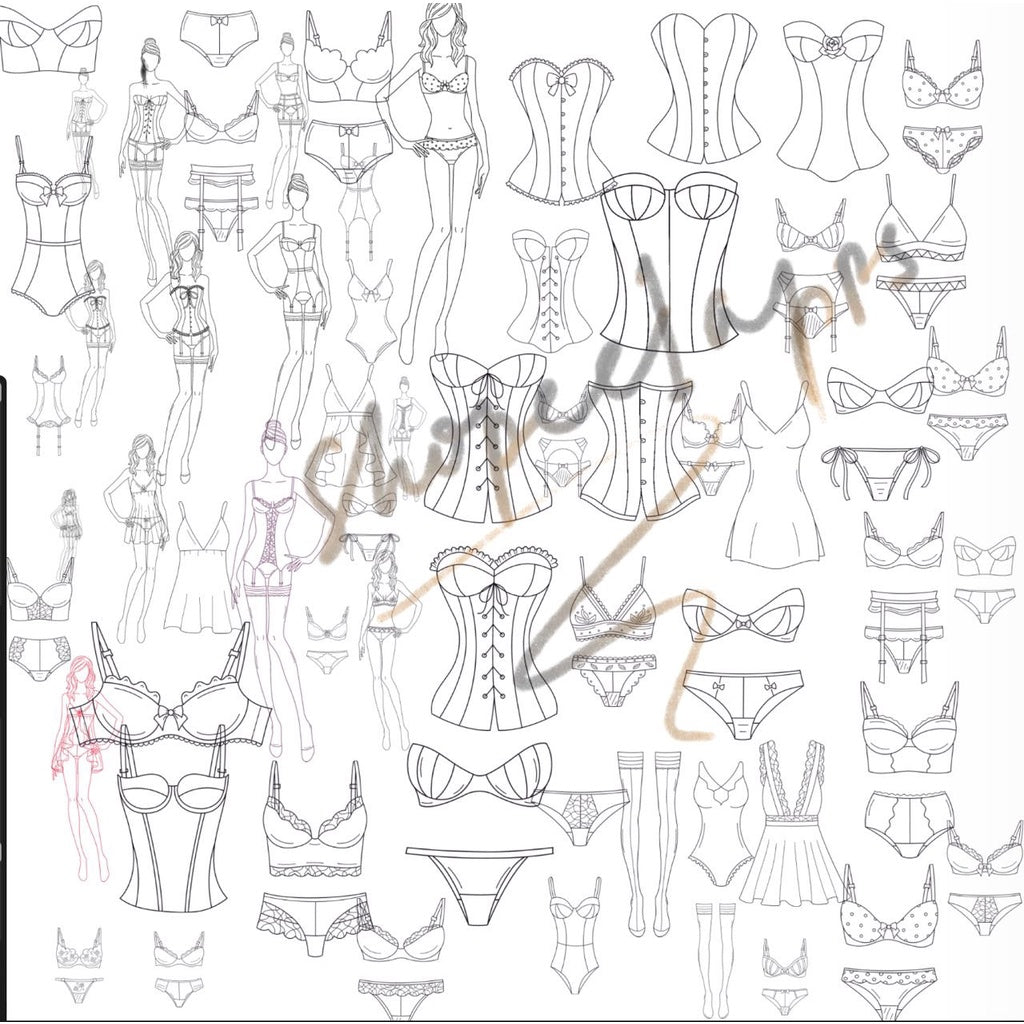 Procreate& PHOTOSHOPAHL115「内衣服装」60 brushers underwear clothing - Procreate Brushes