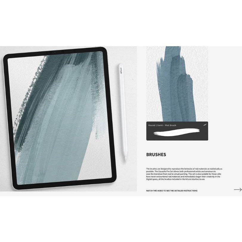 Procreate AHL108-1【水粉  粉彩  油画  厚涂】Gouache, pastel, oil painting, thick coating - Procreate Brushes