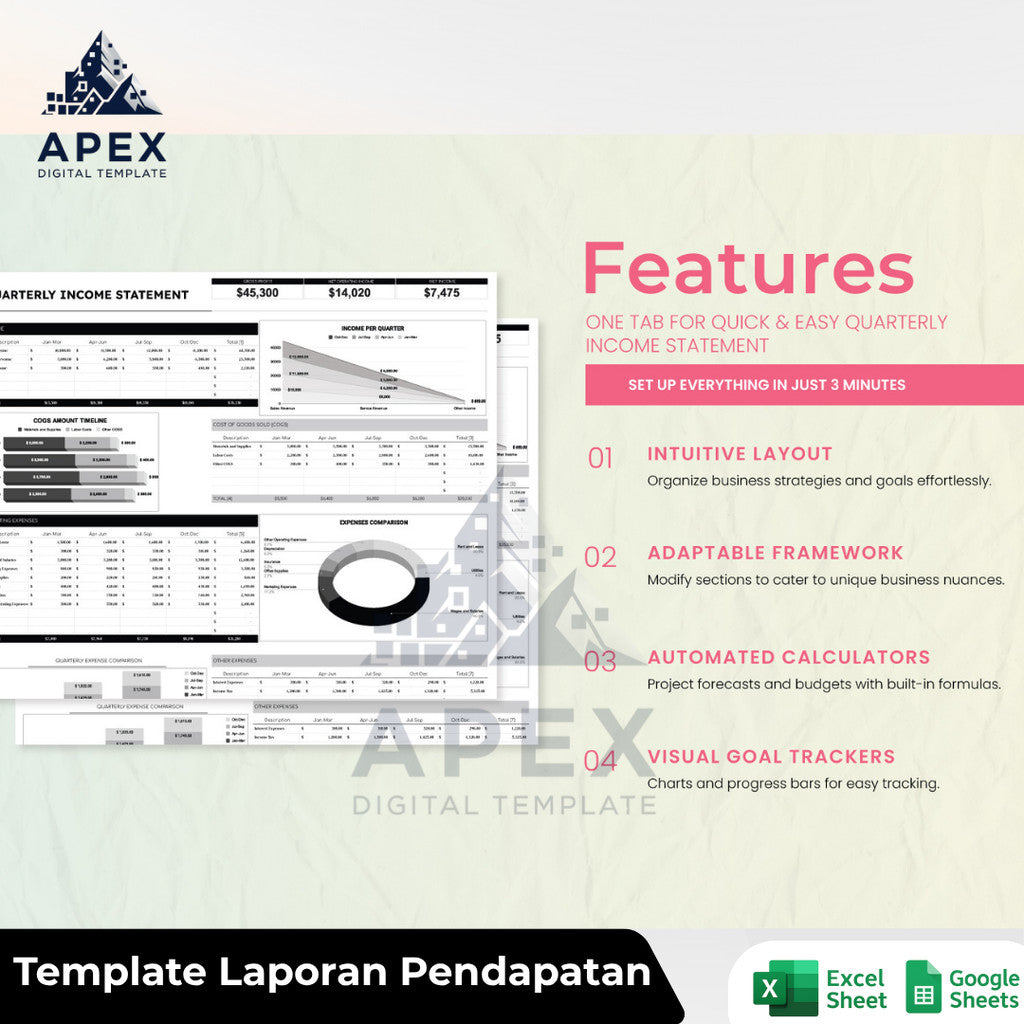 Template Laporan Keuangan Per Kuartal – Format Laporan Pendapatan Bisnis Profesional