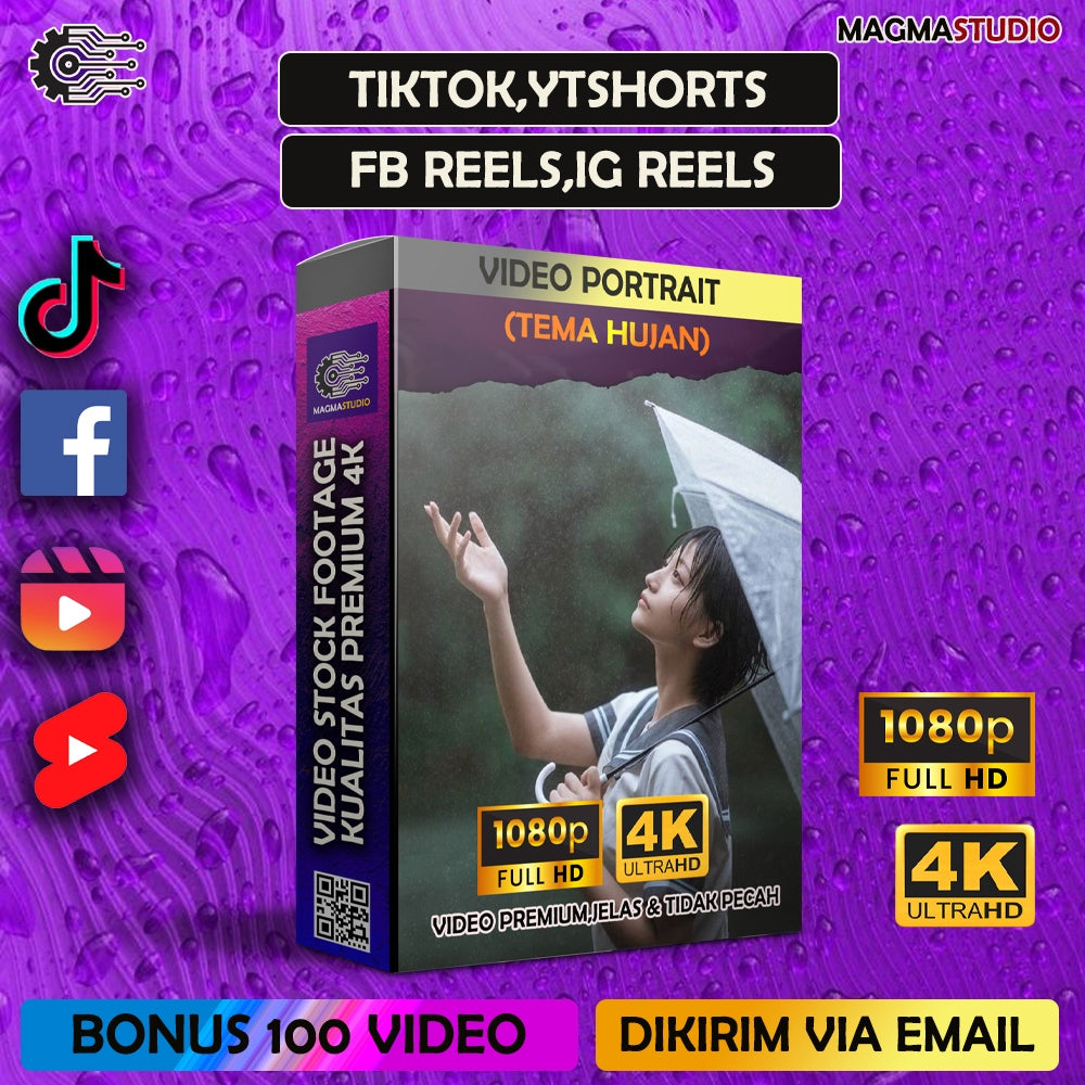 1000++ (4K) Footage Portrait HUJAN - BAHAN YOUTUBE-Tikt0k - STOCK FOOTAGE ULTRA HD