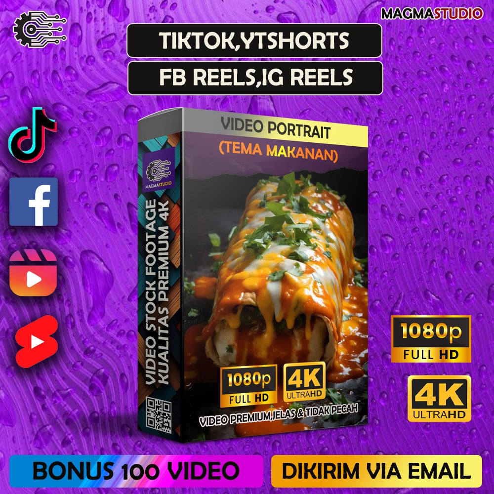 1000++ (4K) Footage Portrait TEMA MAKANAN - BAHAN YOUTUBE-Tikt0k