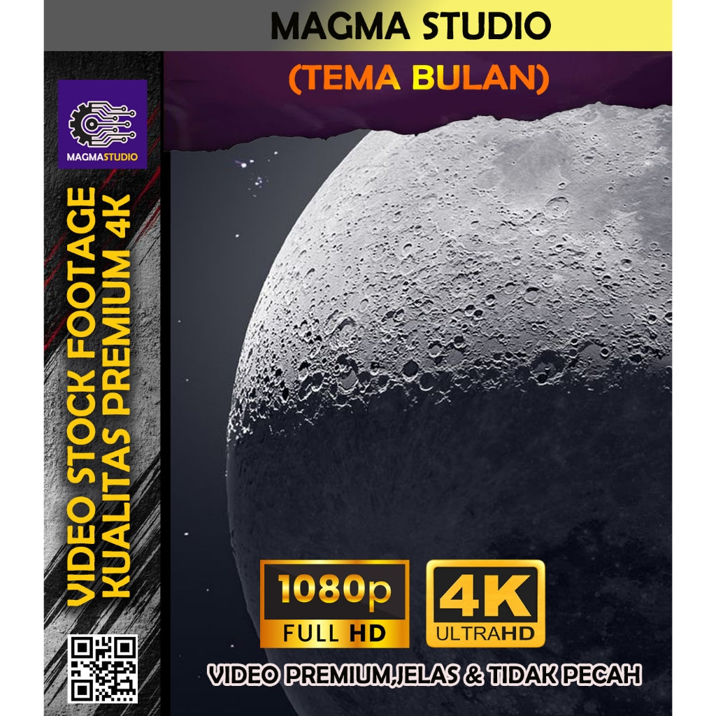 1000++ (4K) Video Stock Footage Bulan Moon- Bahan Youtube-  Untuk Konten Kreator