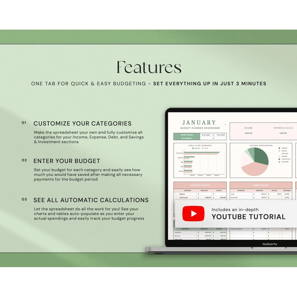(ADL - 102) Template Budget Planner GSheet | Catatan Pemasukan & Pengeluaran Harian Bulanan Tahunan