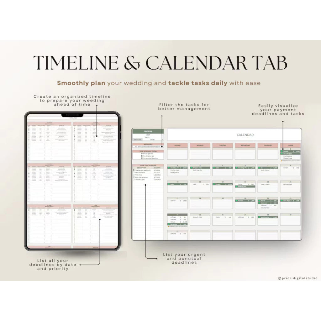(ADL - 72) Ultimate Wedding Planner | Tmplate Perencanaan Pernikahan Budget Timeline Checklist Guest