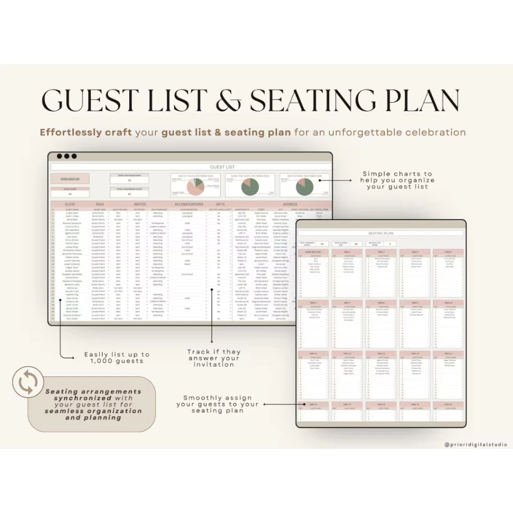 (ADL - 72) Ultimate Wedding Planner | Tmplate Perencanaan Pernikahan Budget Timeline Checklist Guest