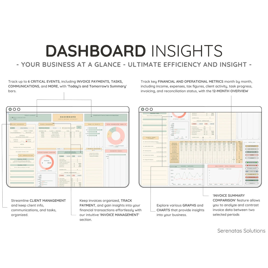 (ADL - 65) Pencatatan Keuangan untuk Bidang Jasa  Lengkap, All-in-One CRM & Bookkeeping Template: Task, Invoice Tracker, Client Management, and Financial Planner for Small Businesses and Entrepreneurs