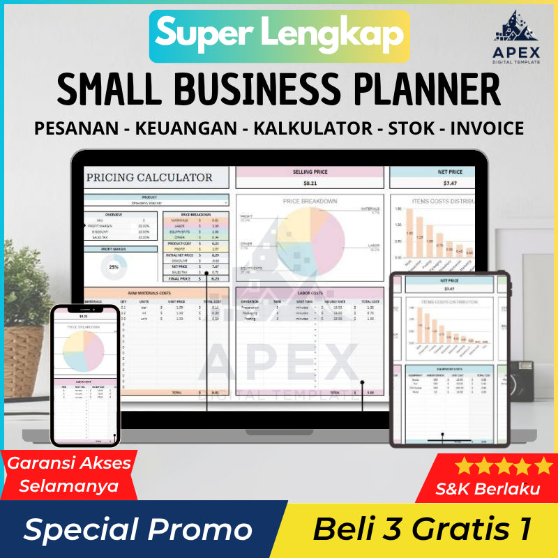 (ADL - 123) TEMPLATE LAPORAN KEUANGAN BISNIS UMKM Perusahaan Jualan Barang Transaksi Harga Penjualan Online Offline Manajemen Keuangan Stok Stock Pembelian Order Customer Small Business Planner Harian Mingguan Bulanan Google Sheets & Excel