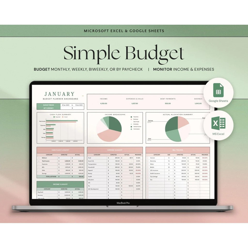 (ADL - 102) Template Budget Planner GSheet | Catatan Pemasukan & Pengeluaran Harian Bulanan Tahunan