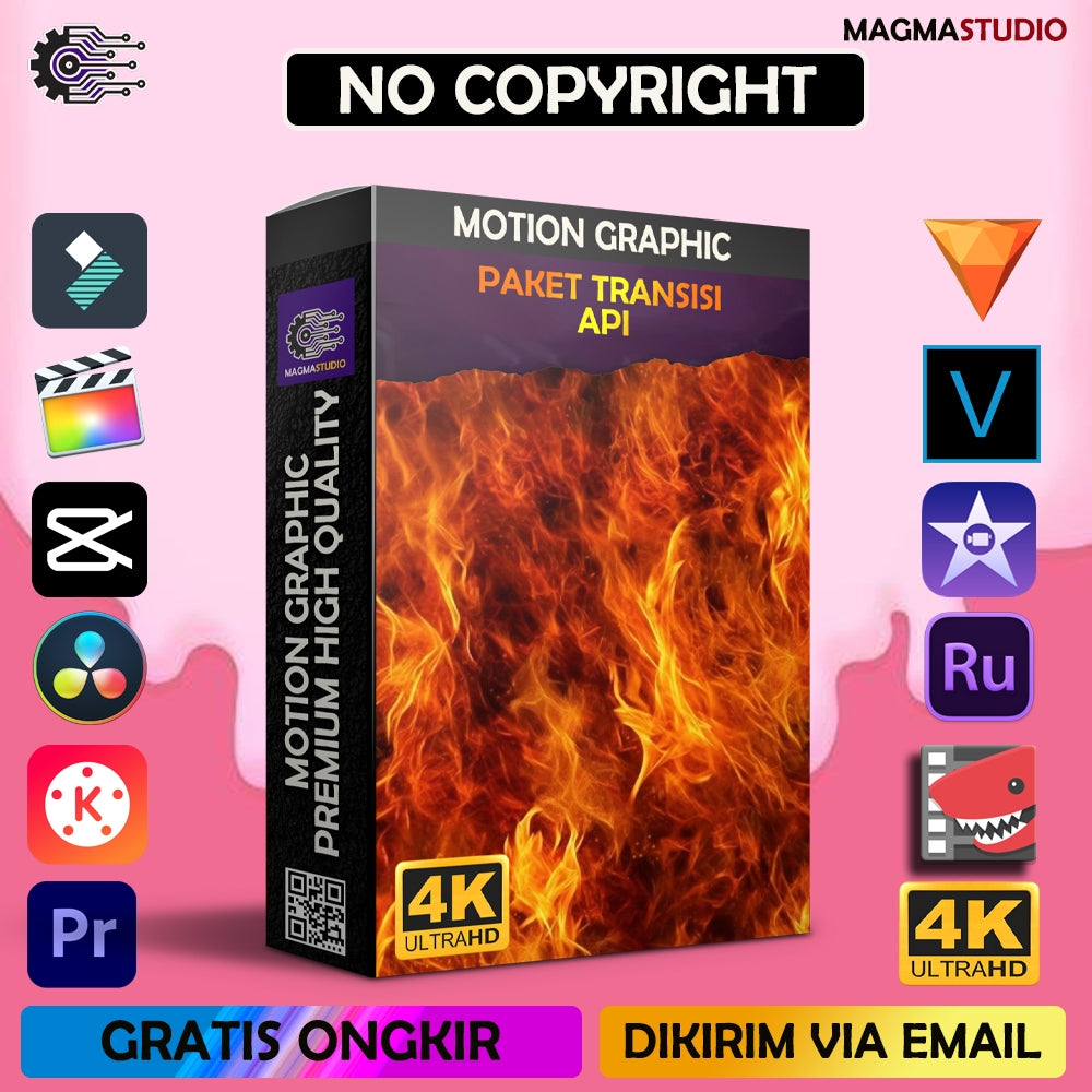 MOTION GRAPHIC ! PAKET TRANISISI API PREMIIUM - Pelengkap Editing Video Tinggal DRAG & DROP
